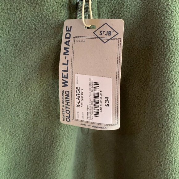 NWT Men’s ST JOHN’S BAY Green Long Sleeve Fleece 1/4 Zip Jacket Size XL - Picture 3 of 4